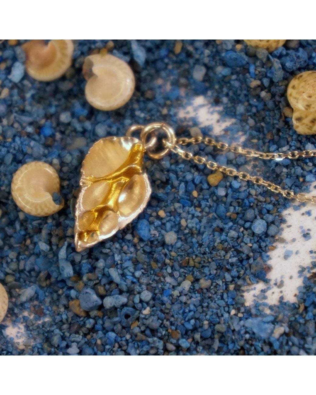 Mother Nature Jewelry Metallic Real Sea Shell Necklace, Handmade Minimalist Jewelry, Two-Tone Beach Pendant
