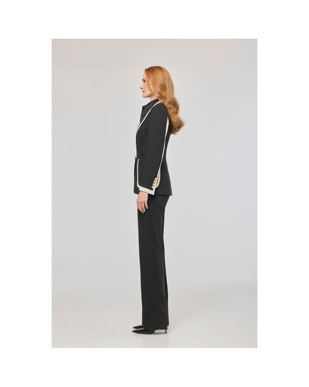 The Extreme Collection Black Blazer With Contrast Piping Laurent