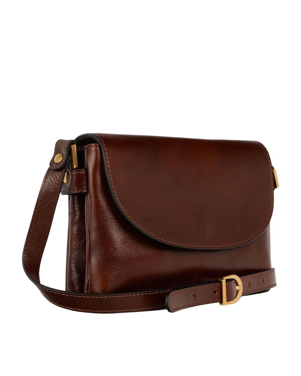Time Resistance Brown Leather Cross Body Bag For