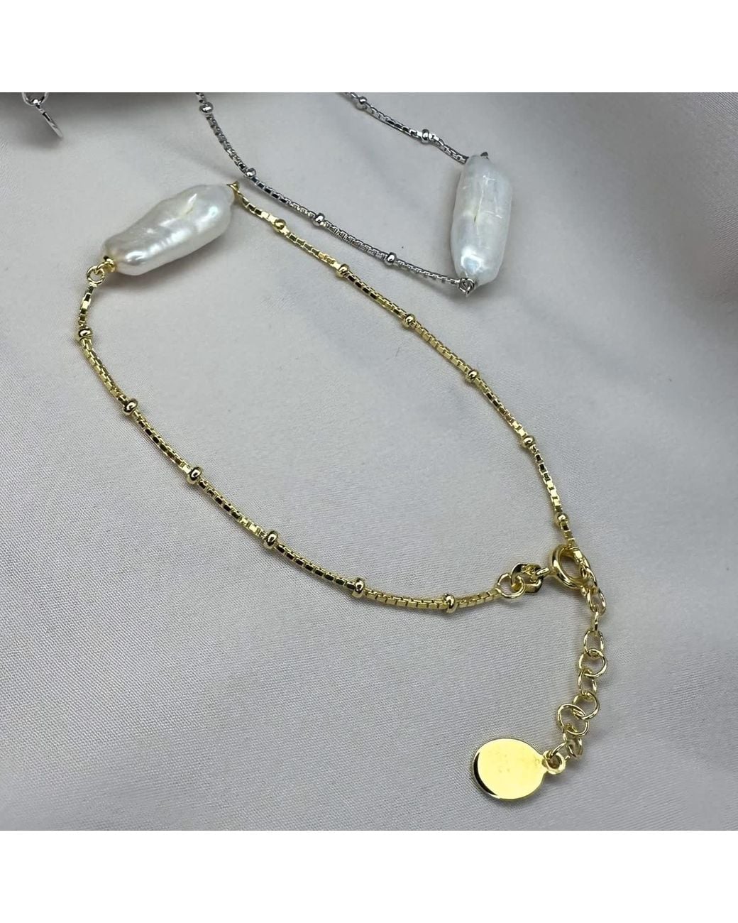 Clemence Wren Metallic Baroque Freshwater Pearl Bracelet