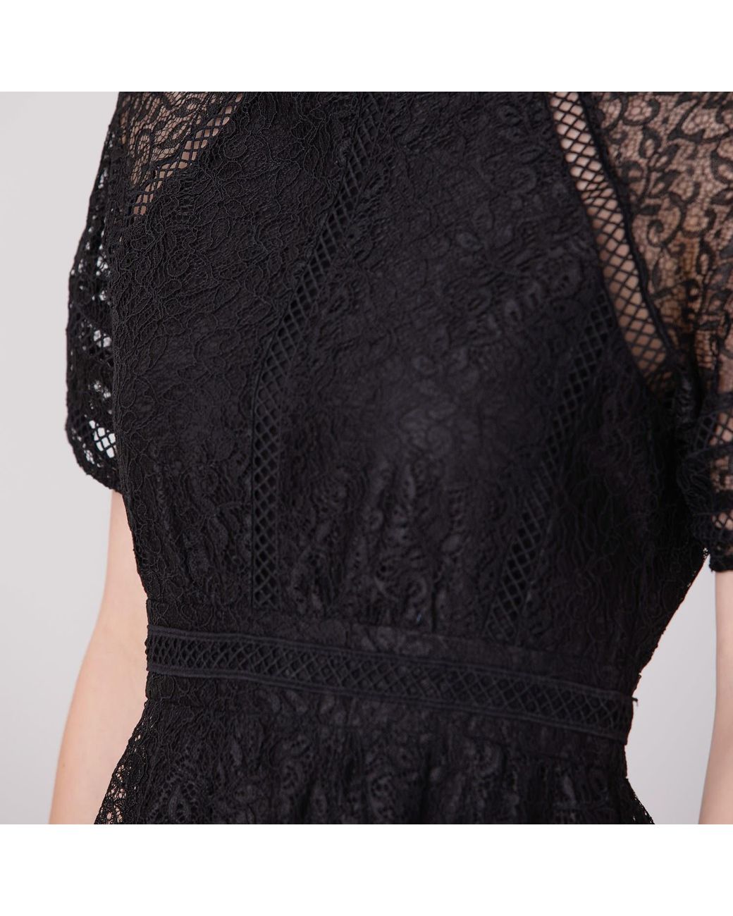 Smart and Joy Black All-Lace Flared Dress And Trims