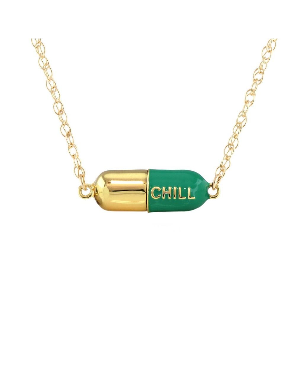 Kris Nations Green Big Chill Pill Chain Necklace & Filled