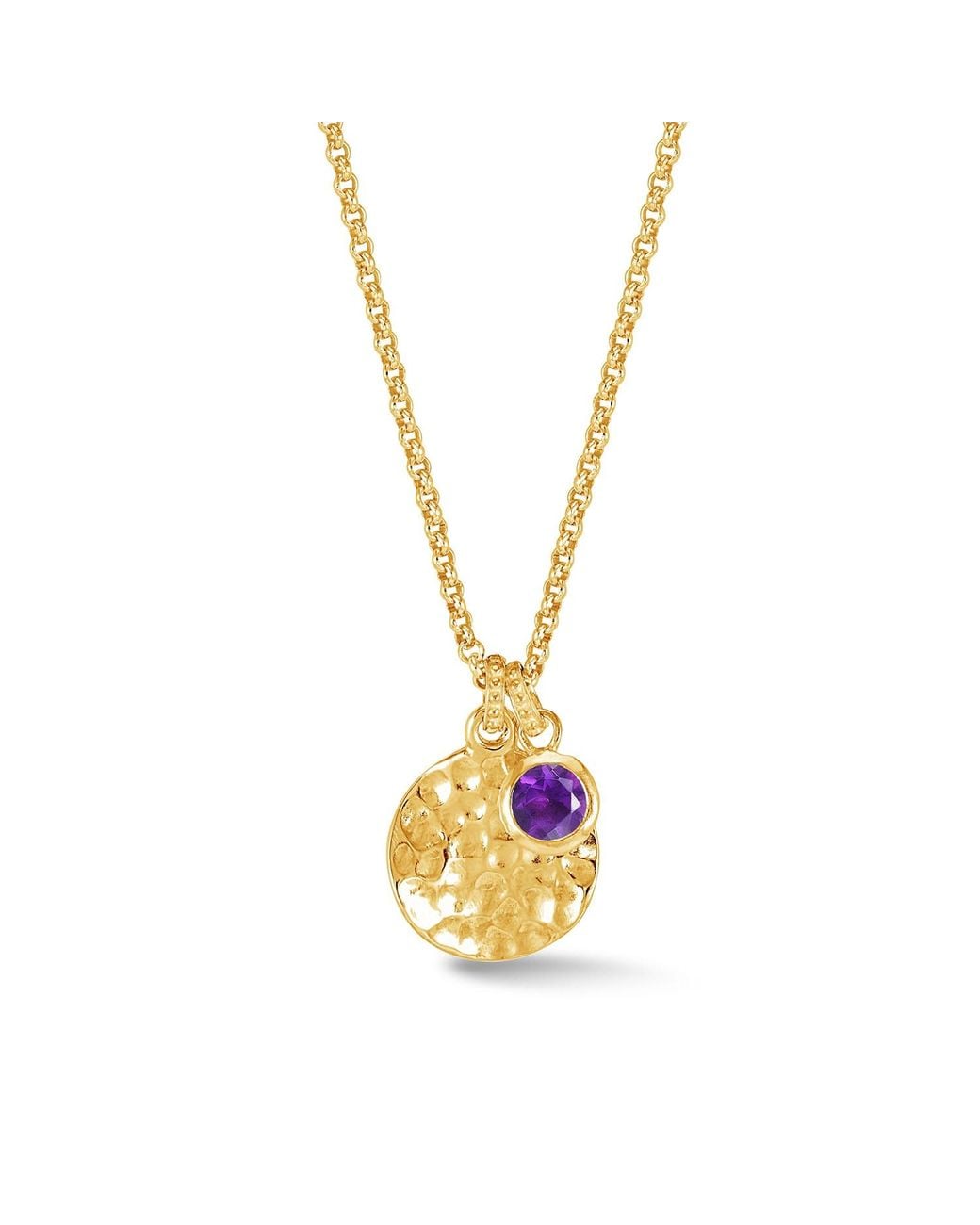 Dower & Hall Metallic Hammered Disc & Amethyst Array Pendant