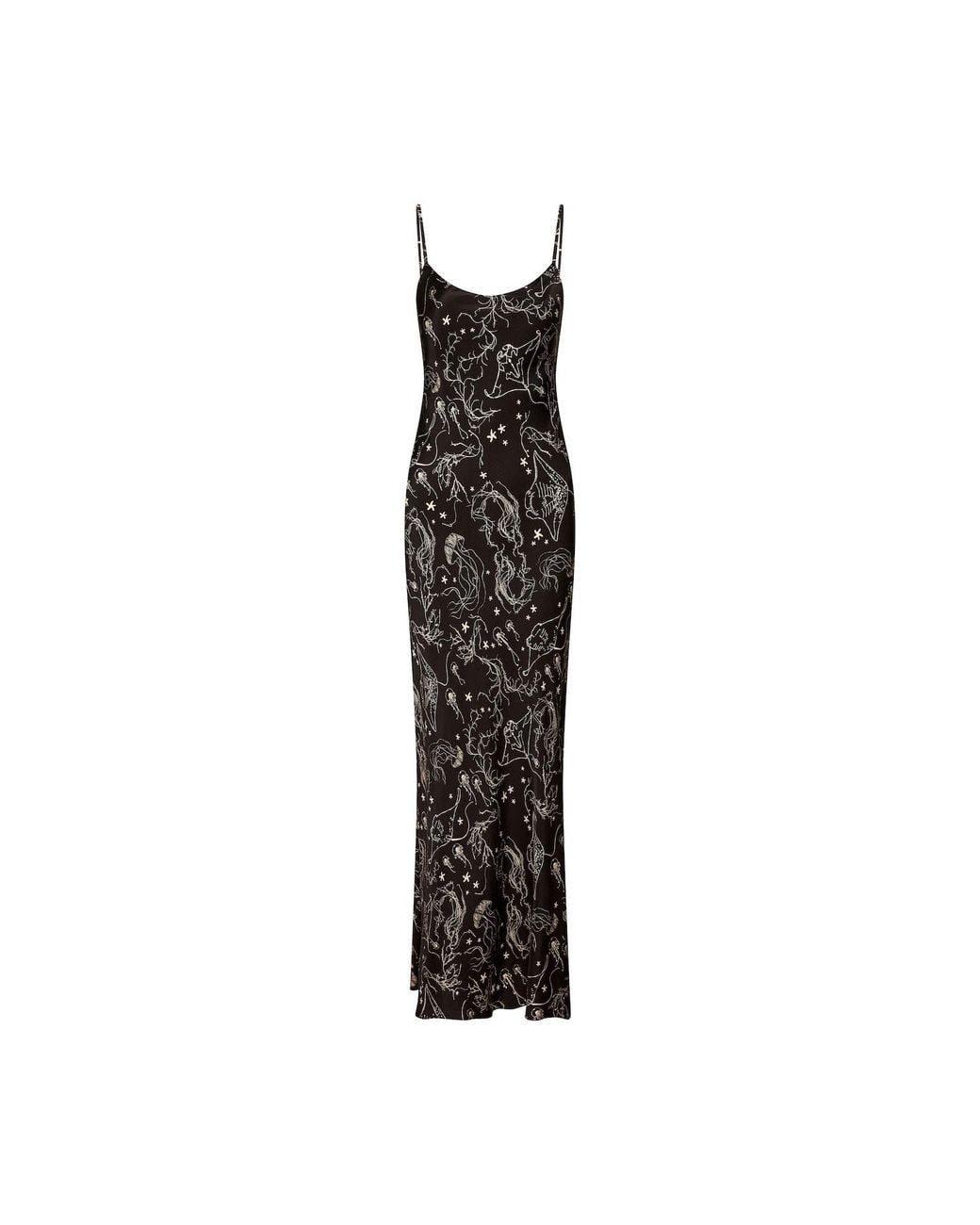 Lily Rou Black Silk Ray Midi Slip Dress