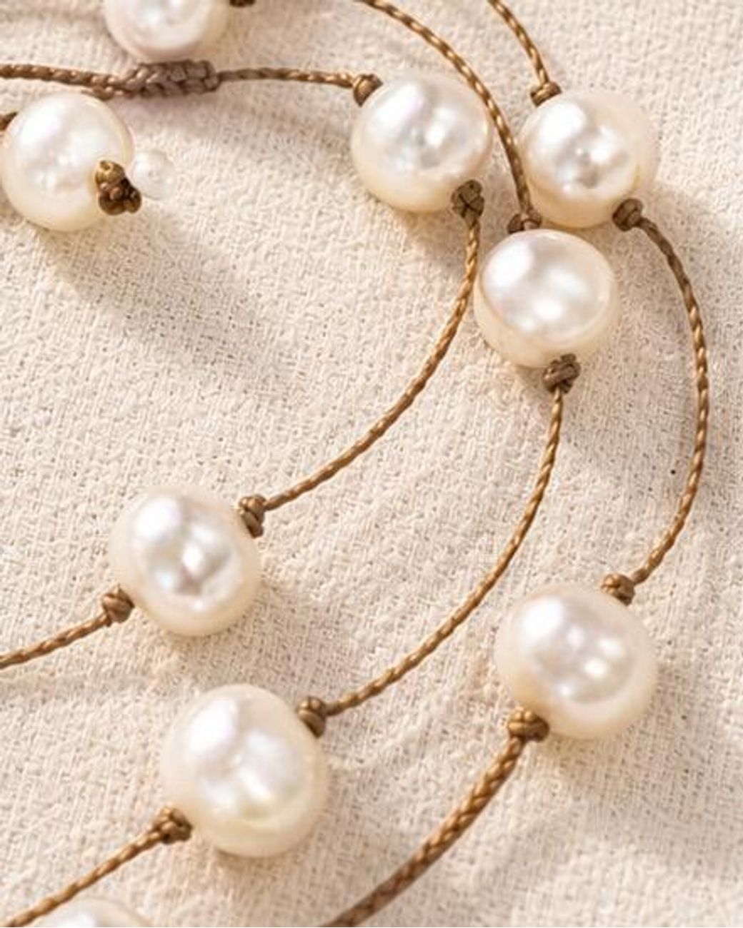 Lalinde Metallic Neutrals Pearl Wrap Necklace