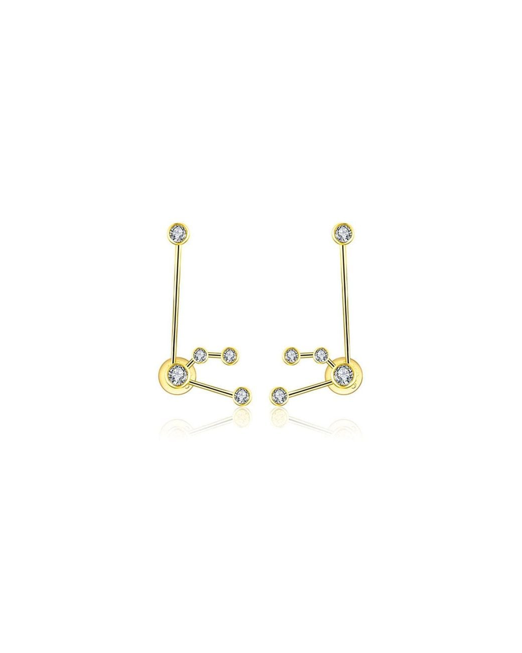 Genevieve Collection Metallic Aquarius Zodiac Constellation Earring 18K & Diamond