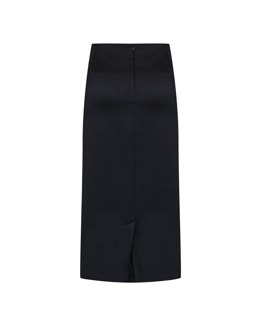 Malo Black Satin Midi Pencil Skirt