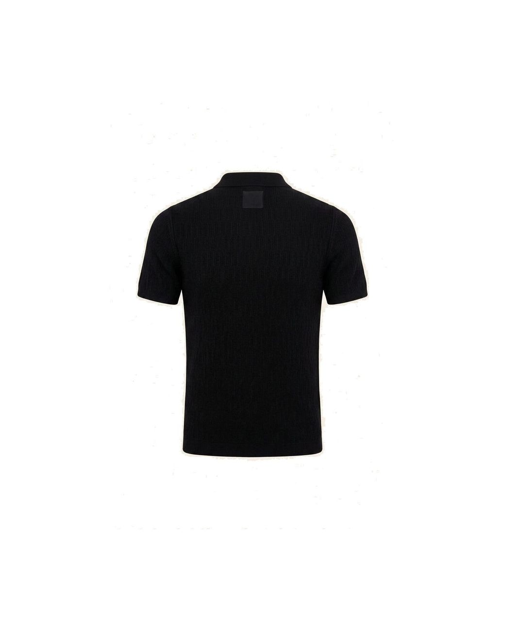 Ron Tomson Black Short Sleeve Textured Polo Shirt for men