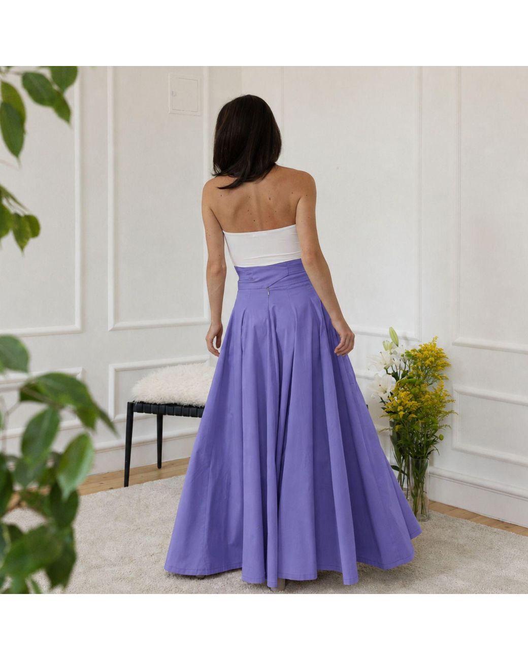 Nikka Place Purple High Waisted A-Line Maxi Skirt