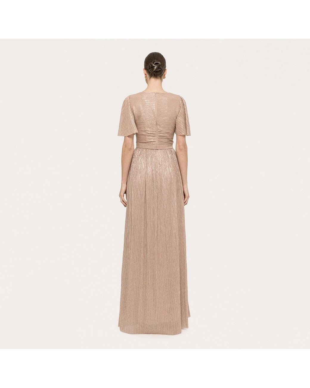 Nissa Natural Neutrals Sequin-Applique Maxi Dress Nude