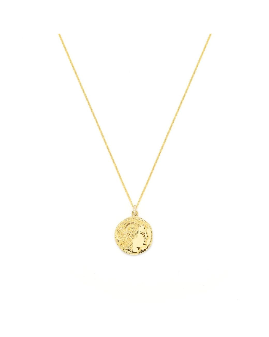 Seven Saints Metallic Alexander The Great Bust Antique Coin Necklace, Over Sterling