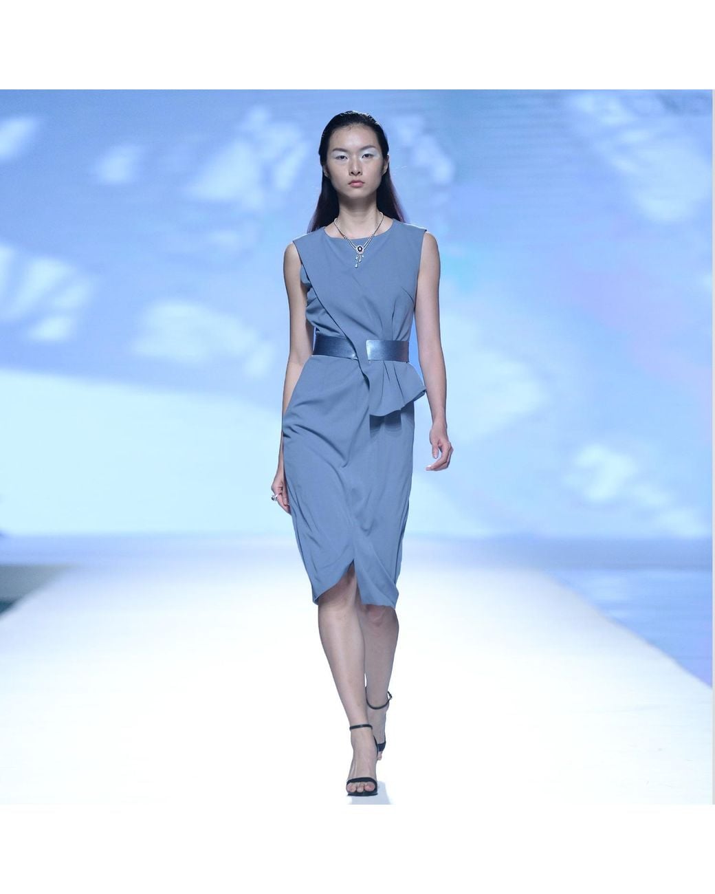 Smart and Joy Blue Asymmetric Peplum Dress