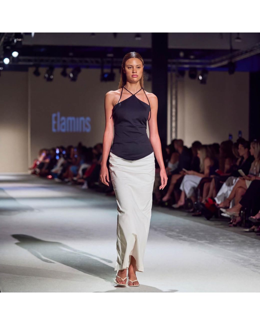 Elamins Black V-Hem Halter Top