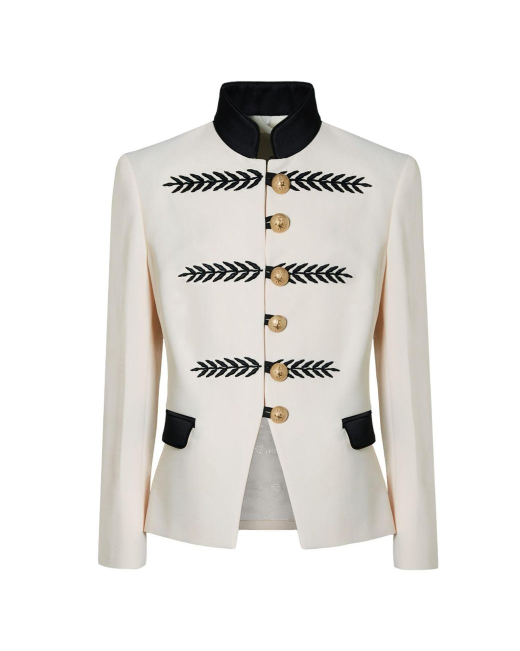 The Extreme Collection White Neutrals Ivory Military Blazer With Embroidery Renata 01