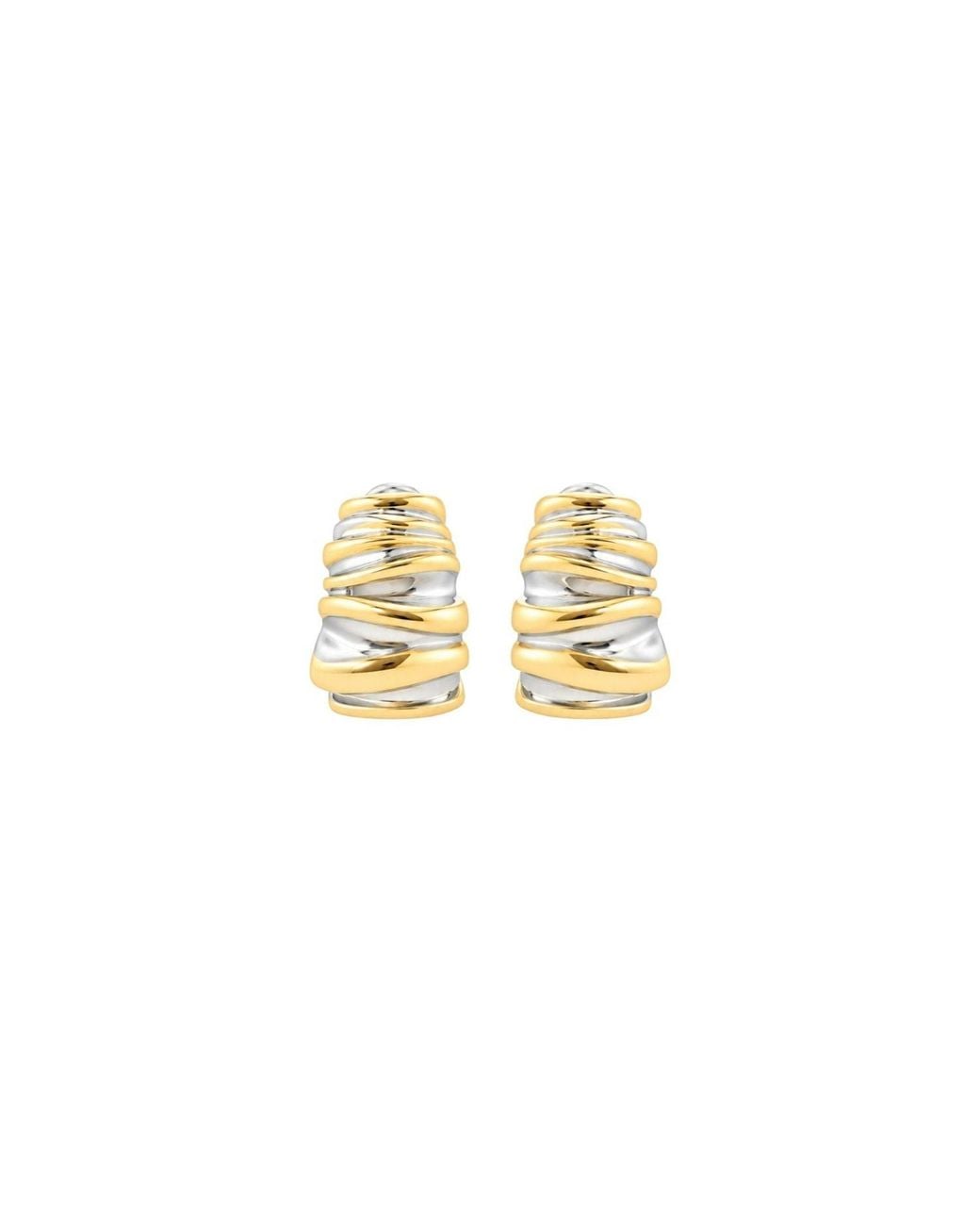 Uchi and Soto Metallic Nami Mixed Metals Wavy Hoop Earrings