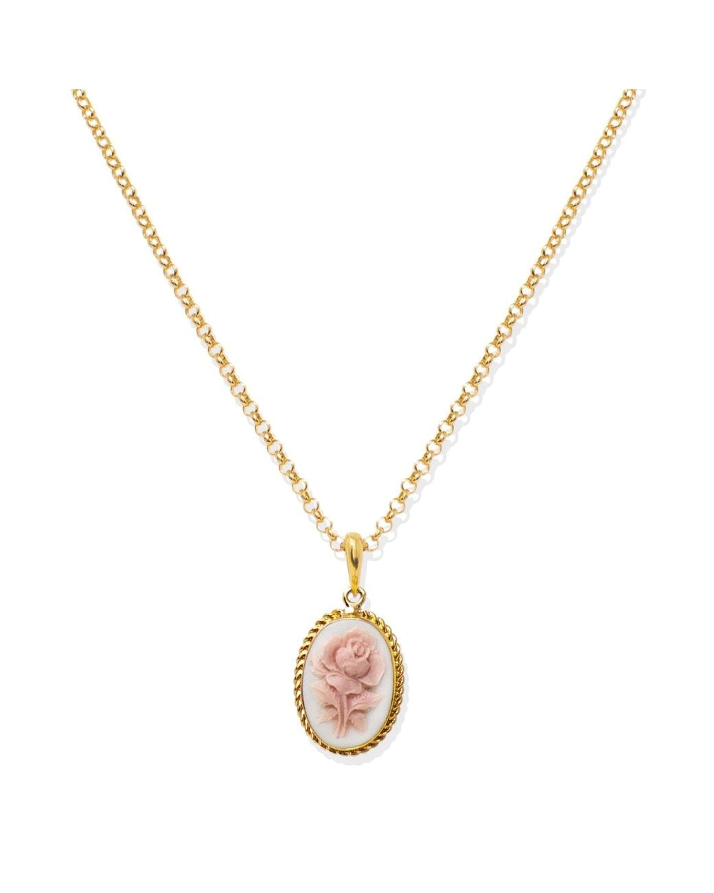 Vintouch Italy Metallic Plated Rose Cameo Necklace