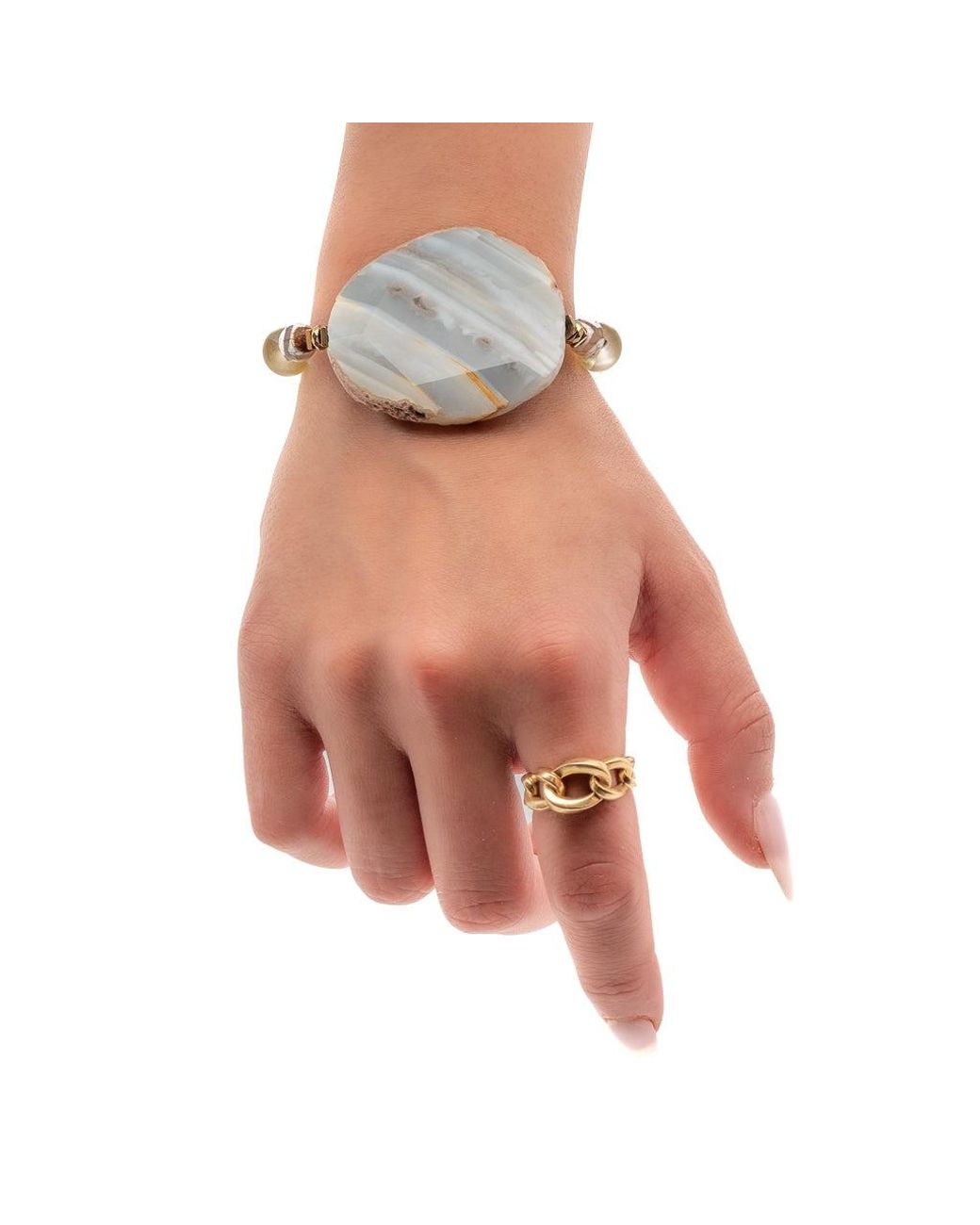 Ebru Jewelry Metallic Chunky Agate Bracelet