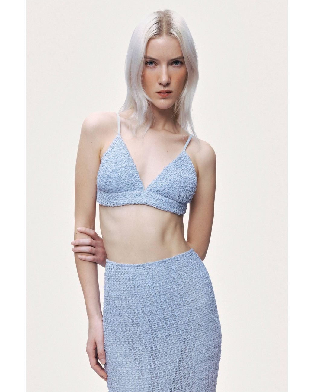 Nocturne Blue Mesh Detail Maxi Skirt