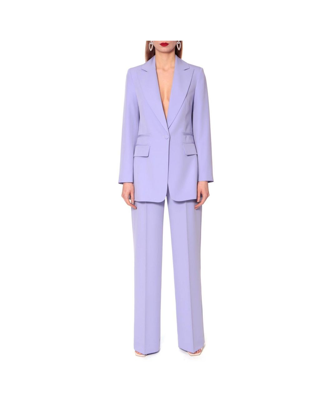 AGGI by HALEWSKI Purple Laura Lavender Single Breasted Midi Blazer