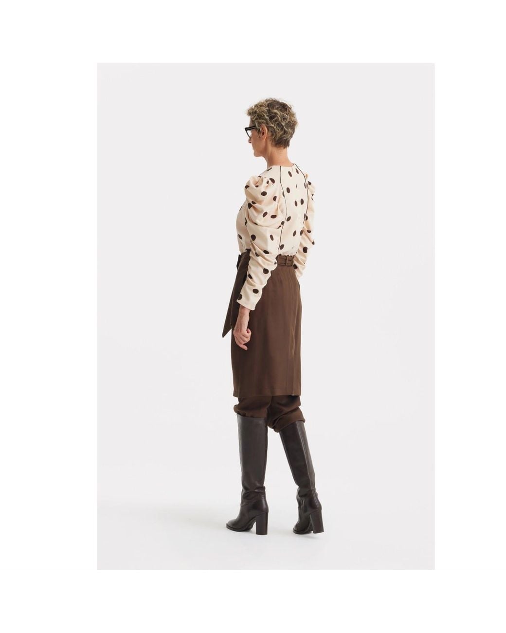 Julia Allert Brown Unique Hybrid Satin Skirt-Pants
