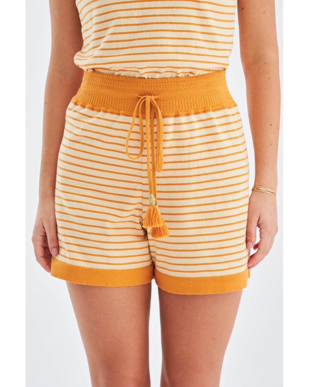 Peraluna Natural Paru Knitted Sleeveless Top & Shorts Matching Set