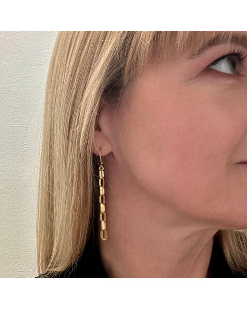 Edge Only White Oval Link Drop Earrings Sterling