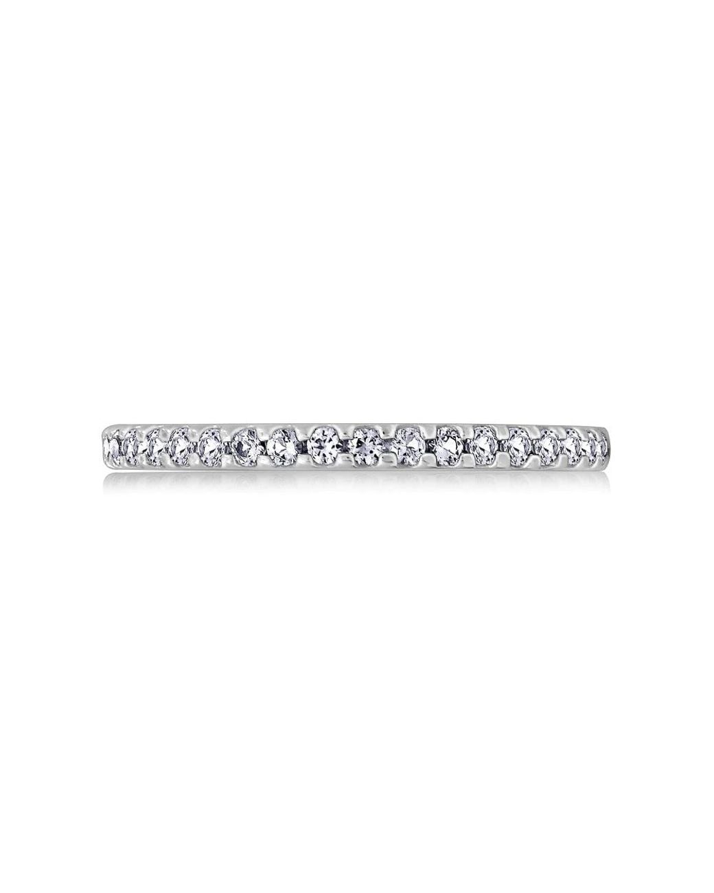Diamonbliss White Round Cut 1.5Mm Prong Set Eternity Thin Band Ring