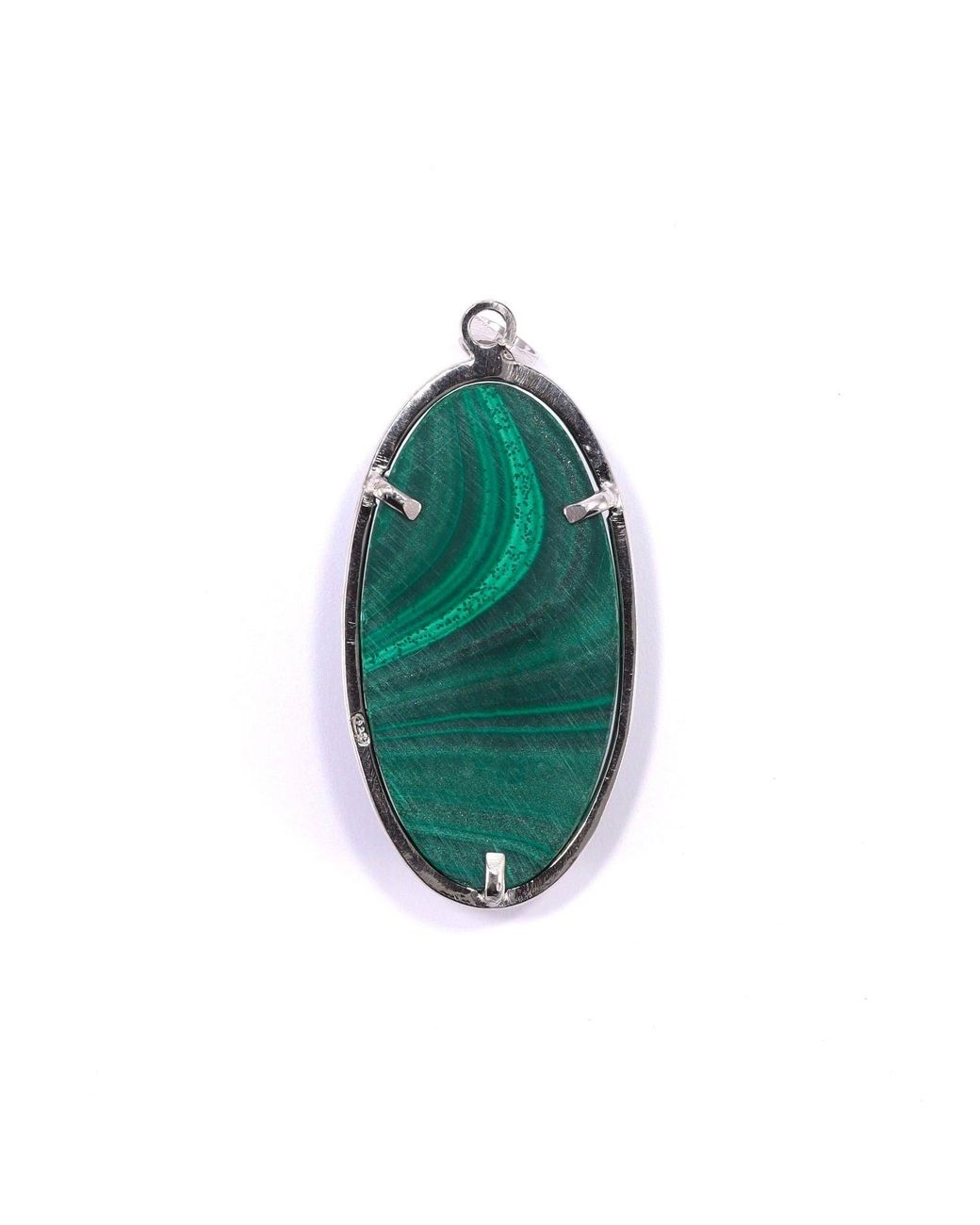 Mineralgems•Studio Green Malachite Pendant With Sterling Chain