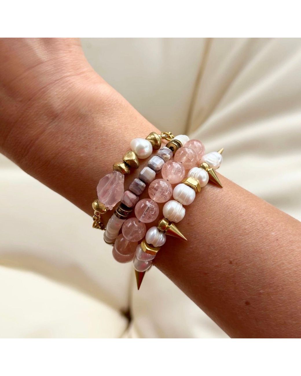 Rachel Nathan Metallic Narrow Botswana Agate Bracelet