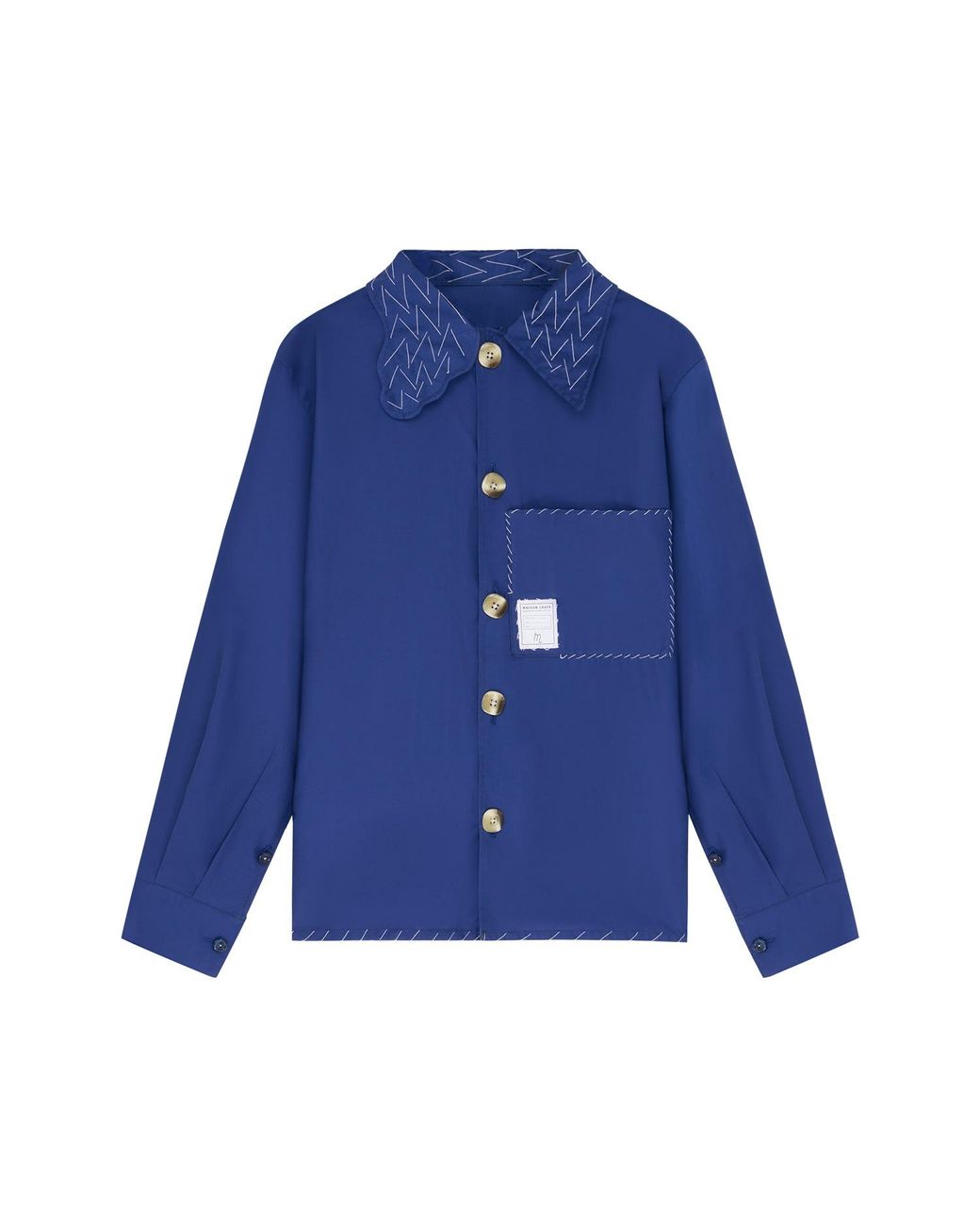 Maison Louis Blue Cotton Handstitched Shirt for men