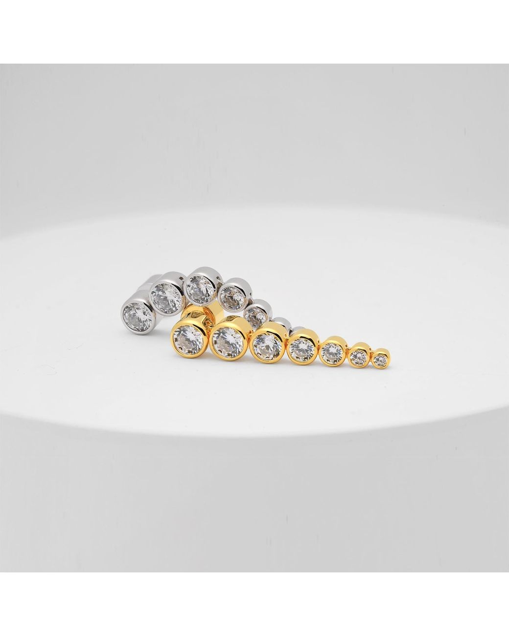 Meulien Metallic Graduated Bezel Set Chain Earrings
