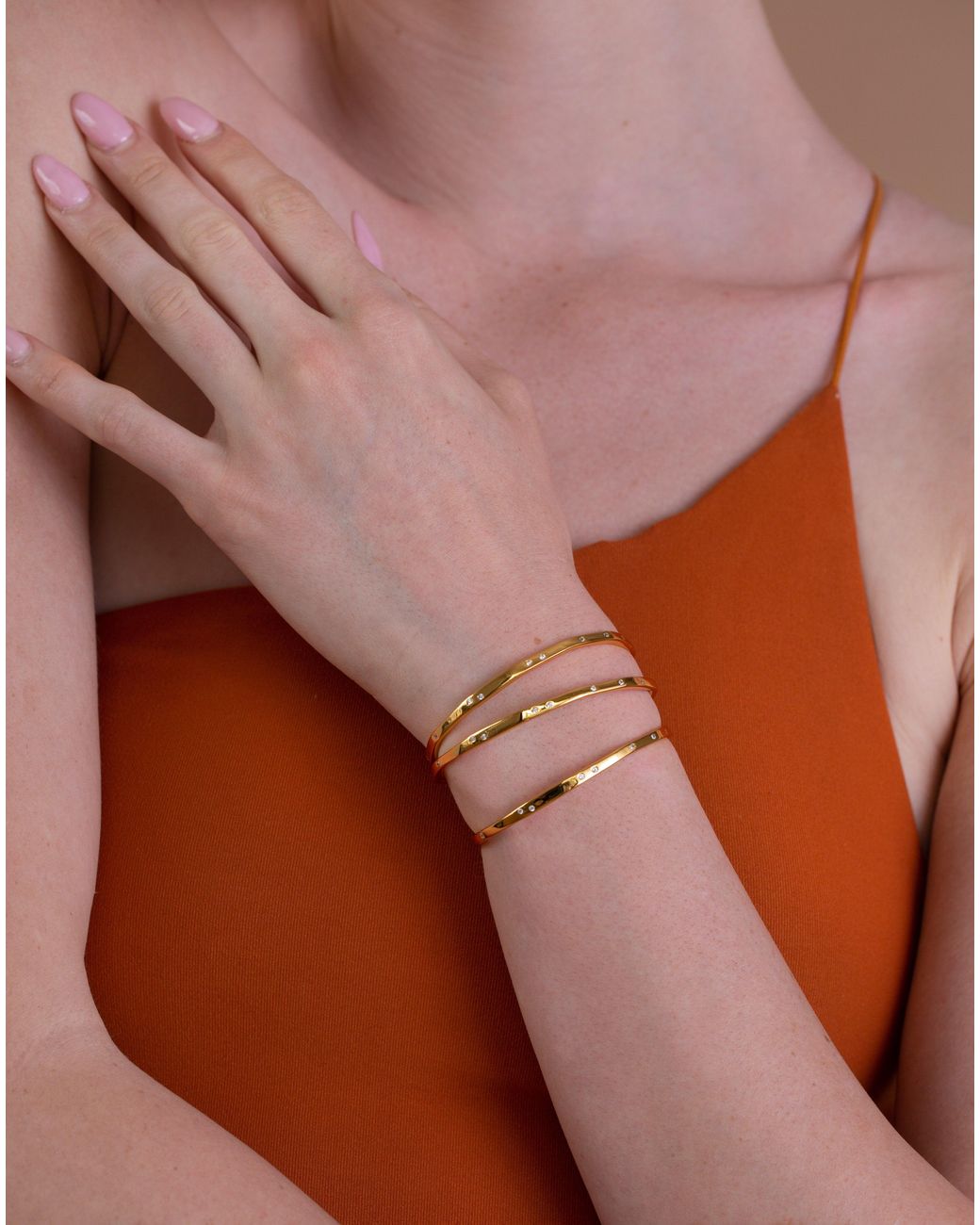 Zynnia Collective Metallic Studded Slim Cuff