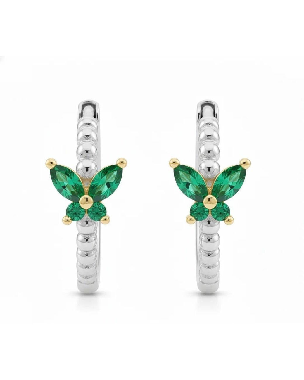 Angel Barocco Metallic Butterfly Gem Hoop Earrings