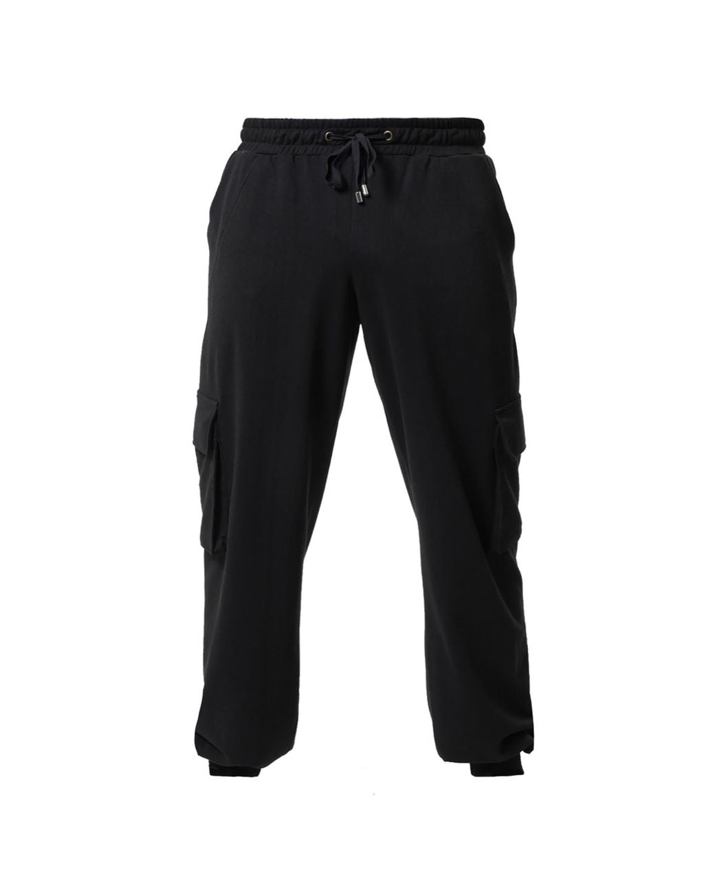 Metamorph Black Cotton Cargo Trousers for men