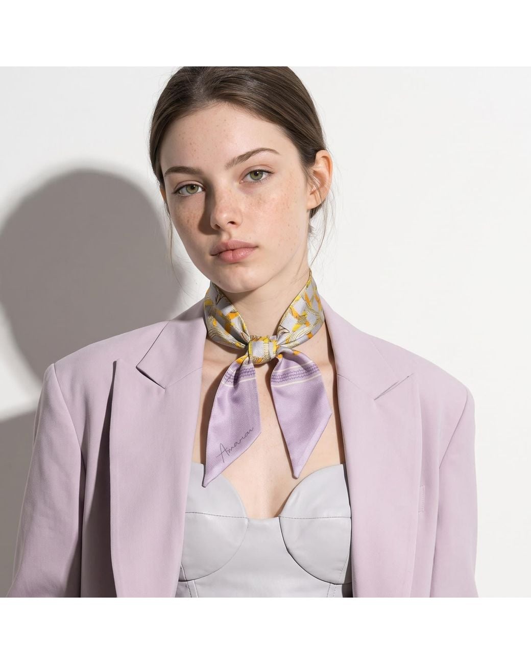 Ana Maison Metallic Floral Weave Silk Twilly Scarf