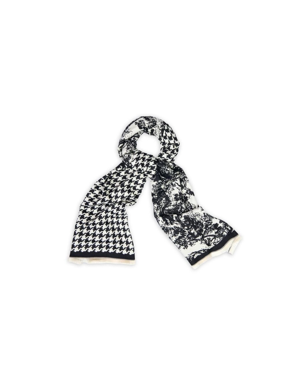 Saachi Blue Houndstooth Reversible Scarf