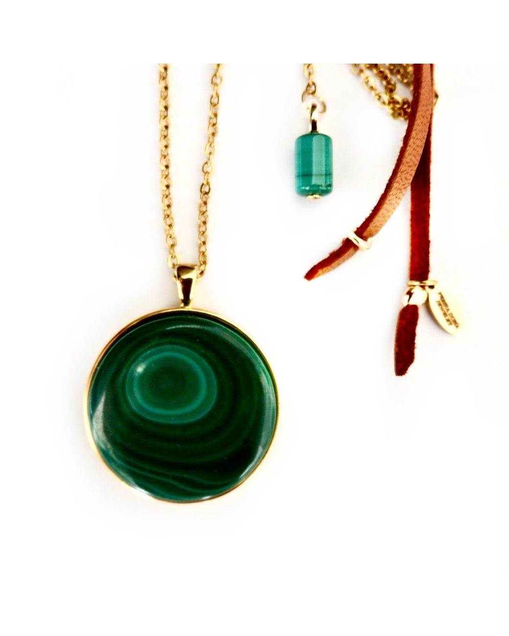 Persia Dona Jewelry Green Malachite Circle Necklace