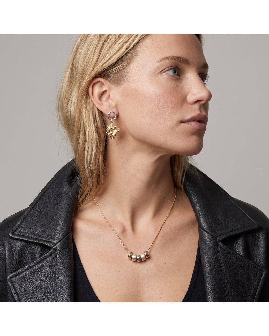 Uchi and Soto Metallic Nami Mixed Metals Molten Drop Earrings