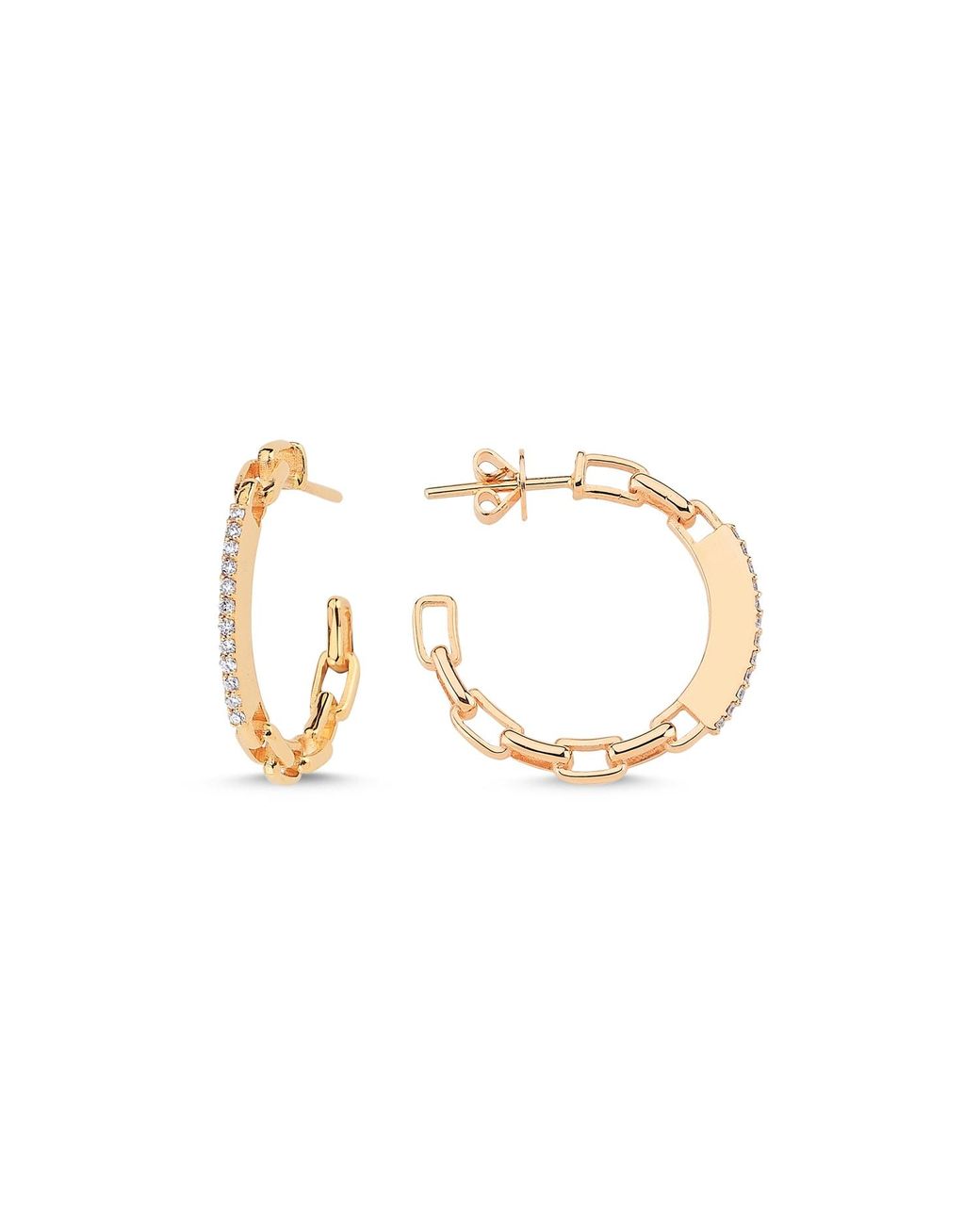 Ecce | Artisan Diamonds Metallic 14K Solid Diamond Chain Earring