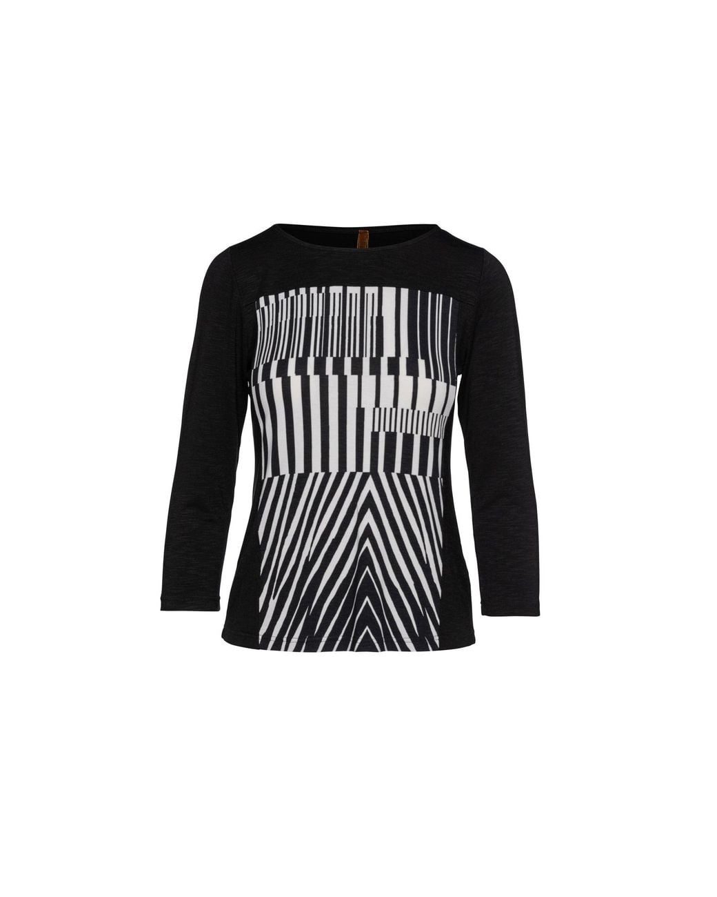 Conquista Black Print Detail Top