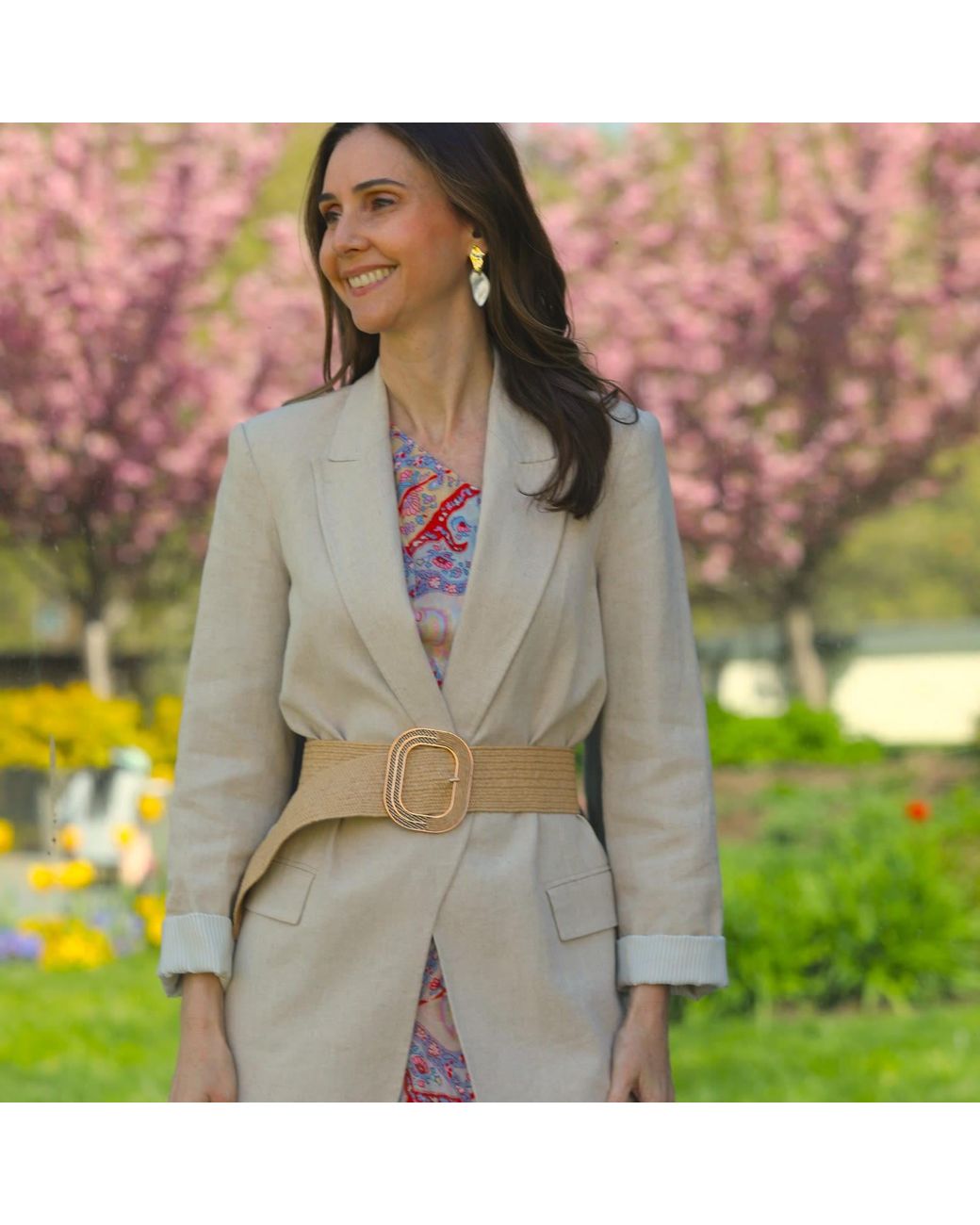 BeltBe Metallic Neutrals Wide Stretch Straw Belt