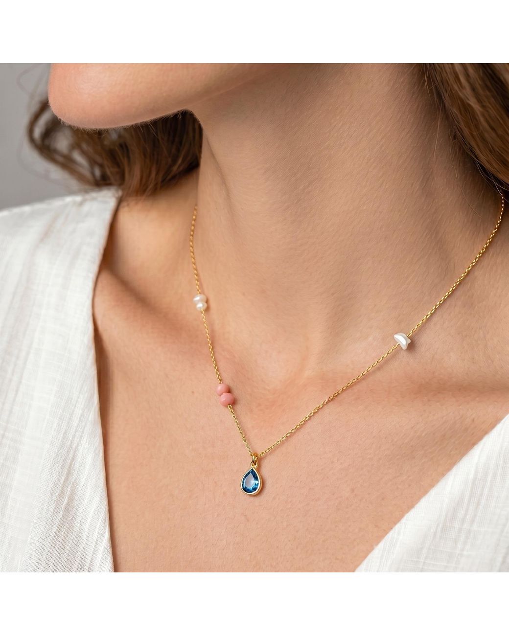 With Love Darling Metallic Water Drop Gaia Necklace