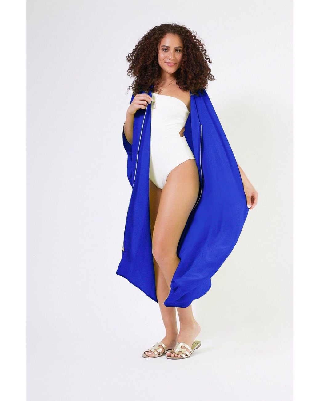 Yomisma Blue She's A Royal Signature Zip Kaftan — Eco-Friendly, Ultra-Soft, Versatile Silhouette