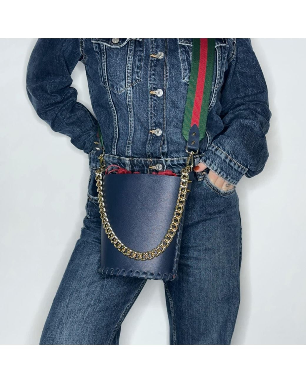 Ruj Heritage Blue Bucket Bag Midnight