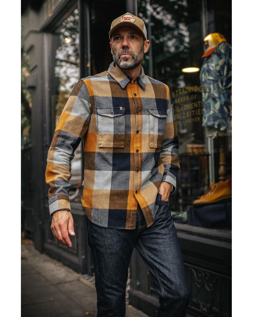&SONS Trading Co Blue Andsons Big Yukon Flannel Check Shirt Tan for men