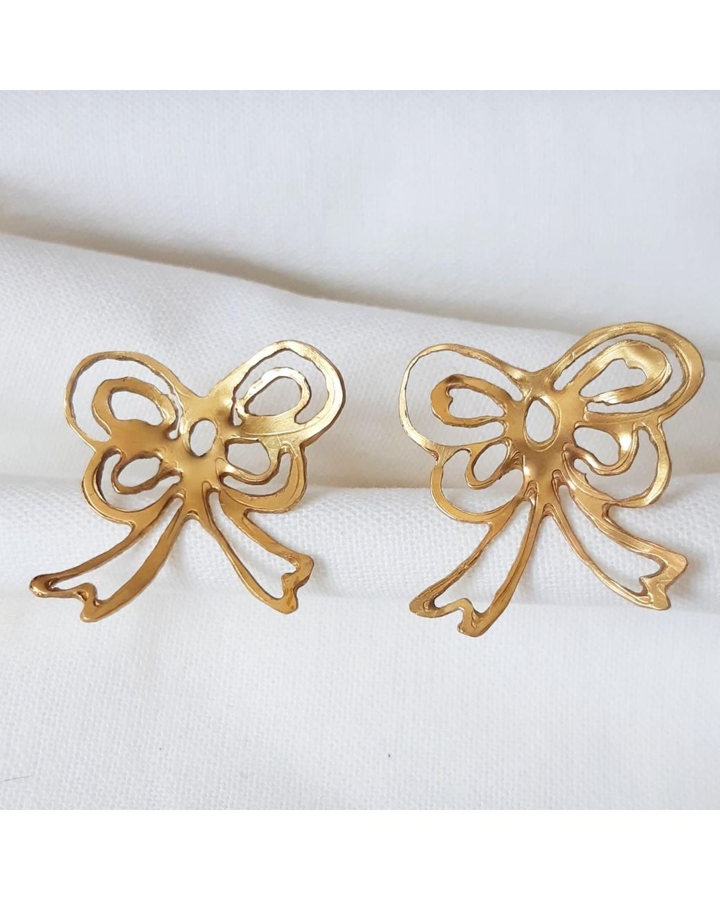 Lily Flo Jewellery Metallic Large Bow Earrings