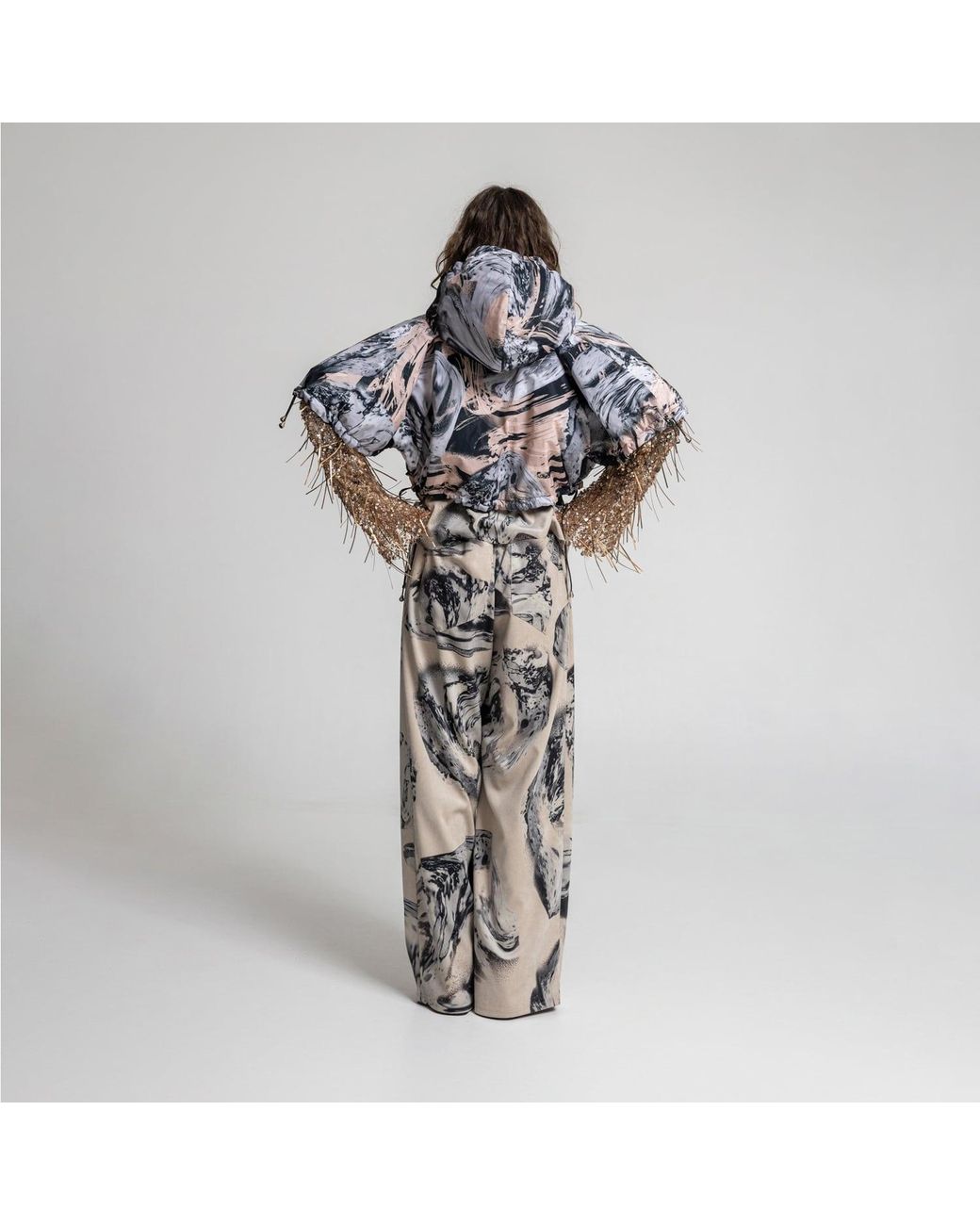 ARTISTA Natural Crystal Wide Leg Pants