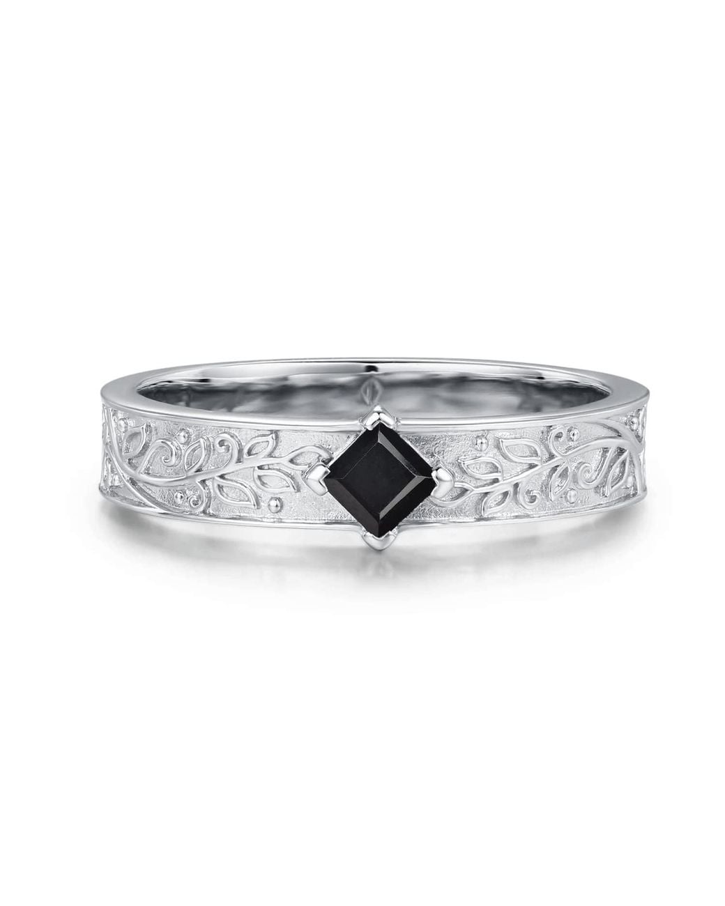 Azura Jewelry New York Gray Oakleaf Onyx Ring Vermeil for men