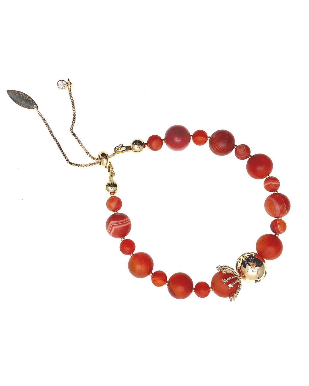 Farra Red Christmas Style Matte Agate Adjustable Bracelet