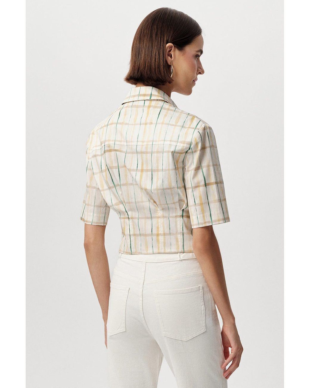 Exquise Natural Neutrals Alezae Short Sleeve Crop Shirt